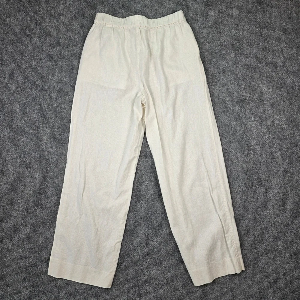 Banana Republic Linen Blend Pants Womens XS White‎ Straight Leg Elastic Waist
